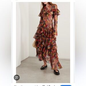 DÔEN
Alouette asymmetric ruffled floral-print silk-georgette midi dress